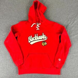 Old Time Hockey Newbury Collection Hoodie Womens L Red Fleece Chicago Blackhawks